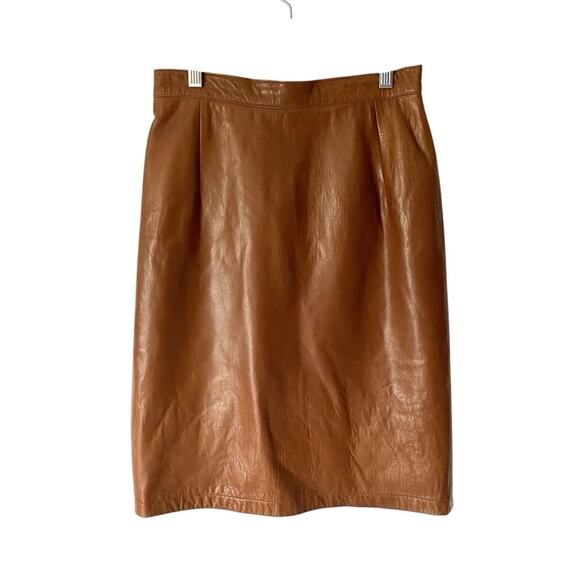 henri bendel Dresses & Skirts - Henri Bendel Vintage Chocolate Brown Leather Pencil Skirt size 8